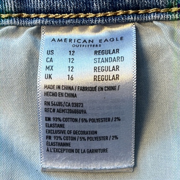 American Eagle Super Stretch Hi-Waist A-Line Mini Skirt, Denim Light Wash |12 - Picture 10 of 11